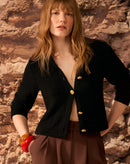 CARDIGAN TRICOT COM BOTÕES - PRETO