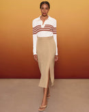 SUÉTER GOLA POLO MANGA LONGA LISTRADO - OFF-WHITE