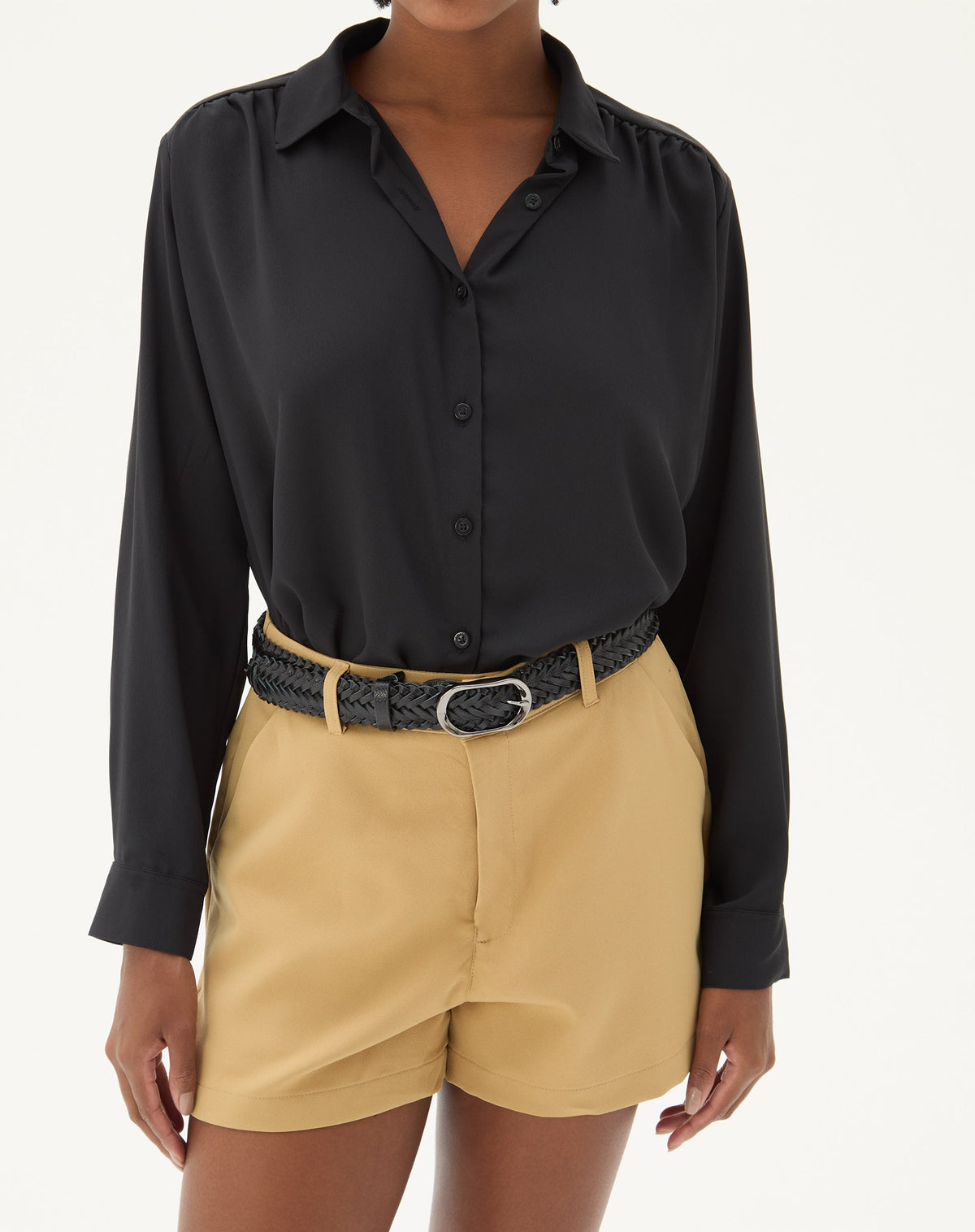 CAMISA MANGA LONGA BARRA RETA - PRETO