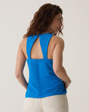 BLUSA SEM MANGAS DE CREPE - AZUL