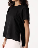 Blusa Ampla de Manga Curta - Preto