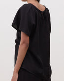 Blusa Ampla de Manga Curta - Preto