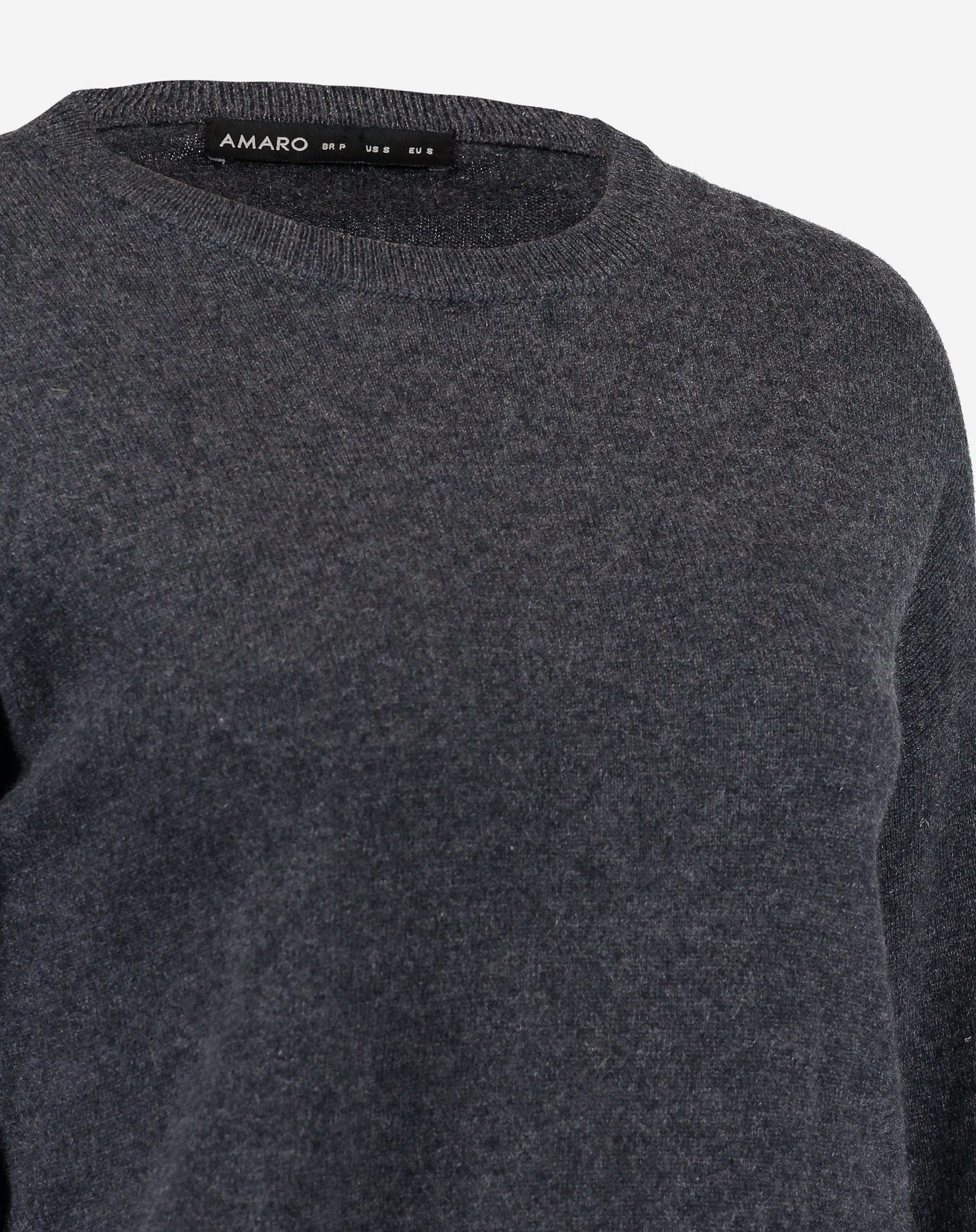 SUÉTER CASHMERE DELUXE GOLA CARECA - CINZA MESCLA ESCURO