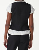 COLETE SLIM COM BOTÃO FORRADO ALFAIATARIA - PRETO