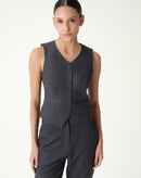 COLETE SLIM COM BOTÃO FORRADO ALFAIATARIA - CINZA