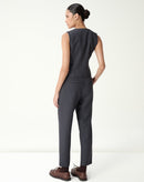 COLETE SLIM COM BOTÃO FORRADO ALFAIATARIA - CINZA