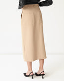 SAIA MIDI COM FENDAS ALFAIATARIA - BEGE