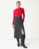 SAIA MIDI COM FENDAS ALFAIATARIA - CINZA