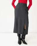 SAIA MIDI COM FENDAS ALFAIATARIA - CINZA