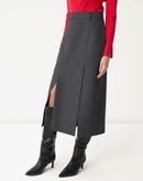 SAIA MIDI COM FENDAS ALFAIATARIA - CINZA