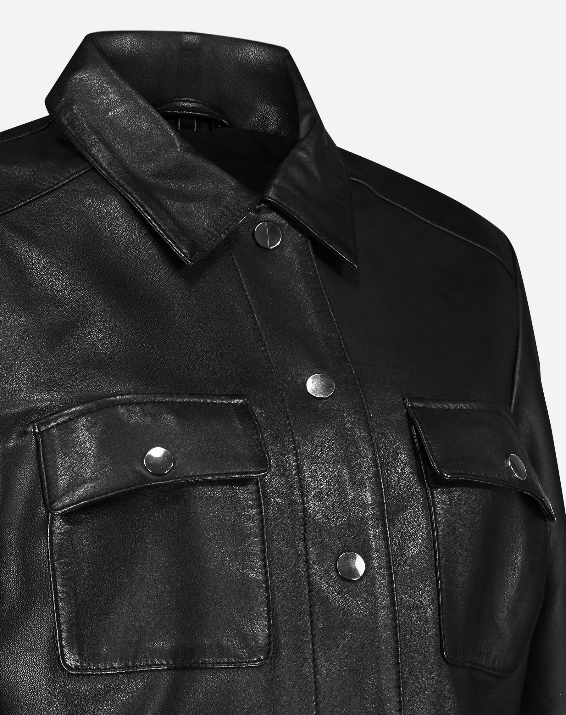 JAQUETA DE COURO DELUXE 2 BOLSOS - PRETO