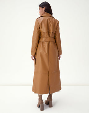 TRENCH COAT COM CINTO PU - CARAMELO