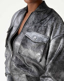 JAQUETA BOMBER METALIZADA - PRATA