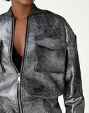 JAQUETA BOMBER METALIZADA - PRATA