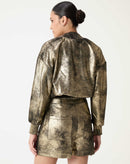 JAQUETA BOMBER METALIZADA - DOURADO