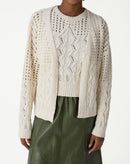 CARDIGAN TRICOT PONTO DIFERENCIADO - BEGE