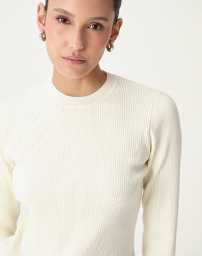 SUÉTER TRICOT GOLA CARECA - OFF-WHITE