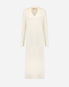 VESTIDO MÍDI TRICOT MANGA LONGA - OFF-WHITE
