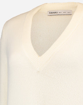 VESTIDO MÍDI TRICOT MANGA LONGA - OFF-WHITE