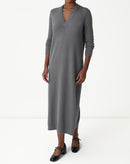 VESTIDO MÍDI TRICOT MANGA LONGA - CHUMBO