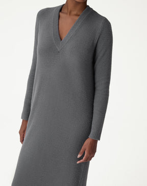 VESTIDO MÍDI TRICOT MANGA LONGA - CHUMBO