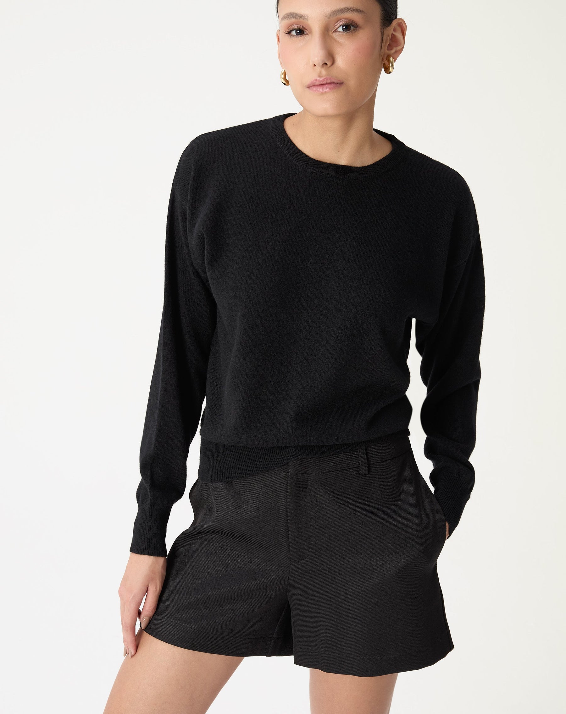 SUÉTER CASHMERE DELUXE GOLA CARECA - PRETO