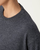 SUÉTER CASHMERE DELUXE GOLA CARECA - CINZA MESCLA ESCURO