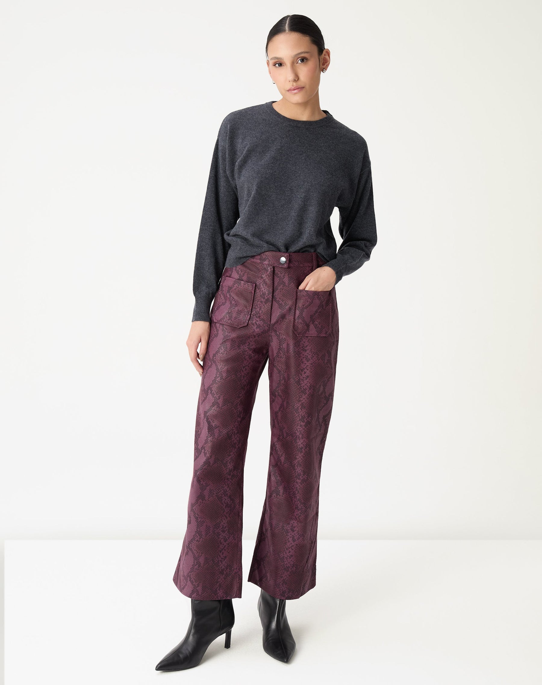 SUÉTER CASHMERE DELUXE GOLA CARECA - CINZA MESCLA ESCURO