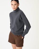 SUÉTER CASHMERE DELUXE GOLA ALTA  - CINZA MESCLA ESCURO