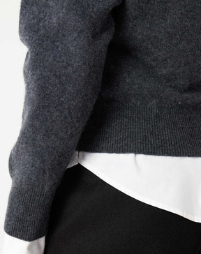 SUÉTER CASHMERE DELUXE GOLA V  - CINZA MESCLA ESCURO