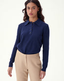 SUÉTER GOLA POLO MANGA LONGA - AZUL MARINHO