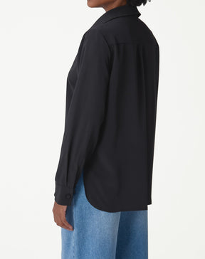 CAMISA ALONGADA COM FENDA - PRETO