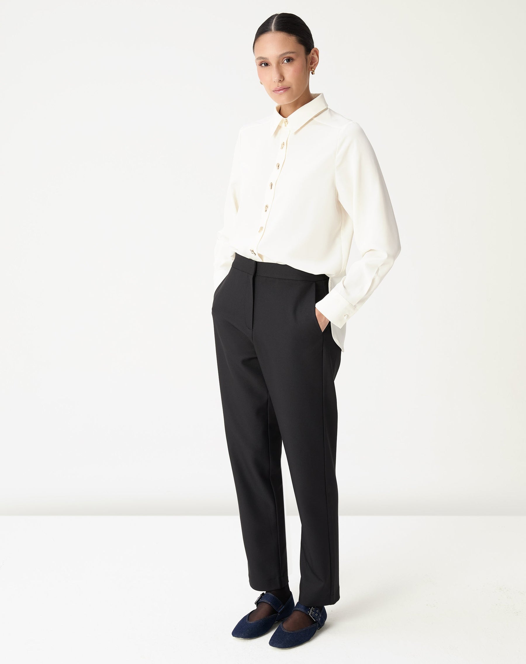 CAMISA ALONGADA COM FENDA - OFF-WHITE