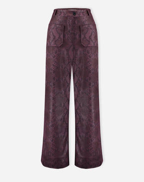 CALÇA RETA COBRA PU - VINHO