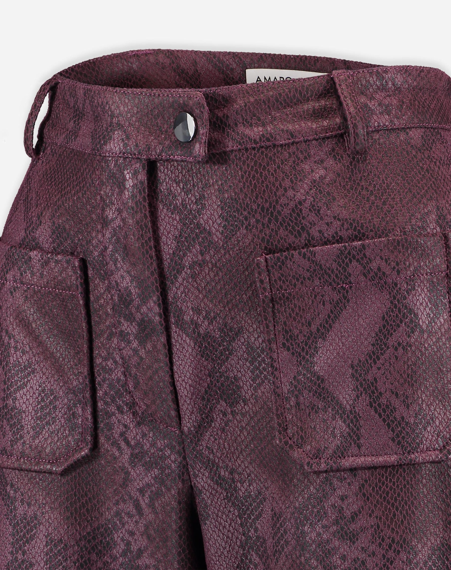 CALÇA RETA COBRA PU - VINHO