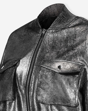 JAQUETA BOMBER METALIZADA - PRATA