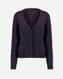 CARDIGAN TRICOT PONTO DIFERENCIADO - ROXO