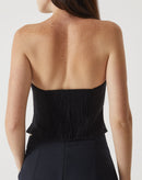 BLUSA SEM ALÇAS ALFAIATARIA - PRETO