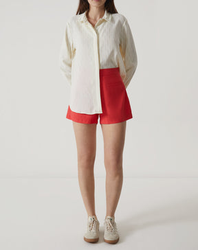 CAMISA MANGA LONGA BARRA ARREDONDADA - OFF-WHITE