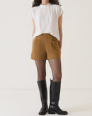 SHORTS COM PENCE DE ALFAIATARIA - MARROM