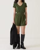 Shorts Cintura Alta Cós Lastex - Verde Militar