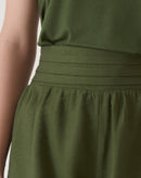 Shorts Cintura Alta Cós Lastex - Verde Militar