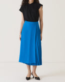 SAIA COM PREGAS DE ALFAIATARIA - AZUL