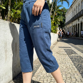 [Leve 4, Pague 2] Calça Capri Lunea Feminina em Sarja de Algodão, Lycra e Poliéster de Cintura Alta com Cós Elástico Confortável