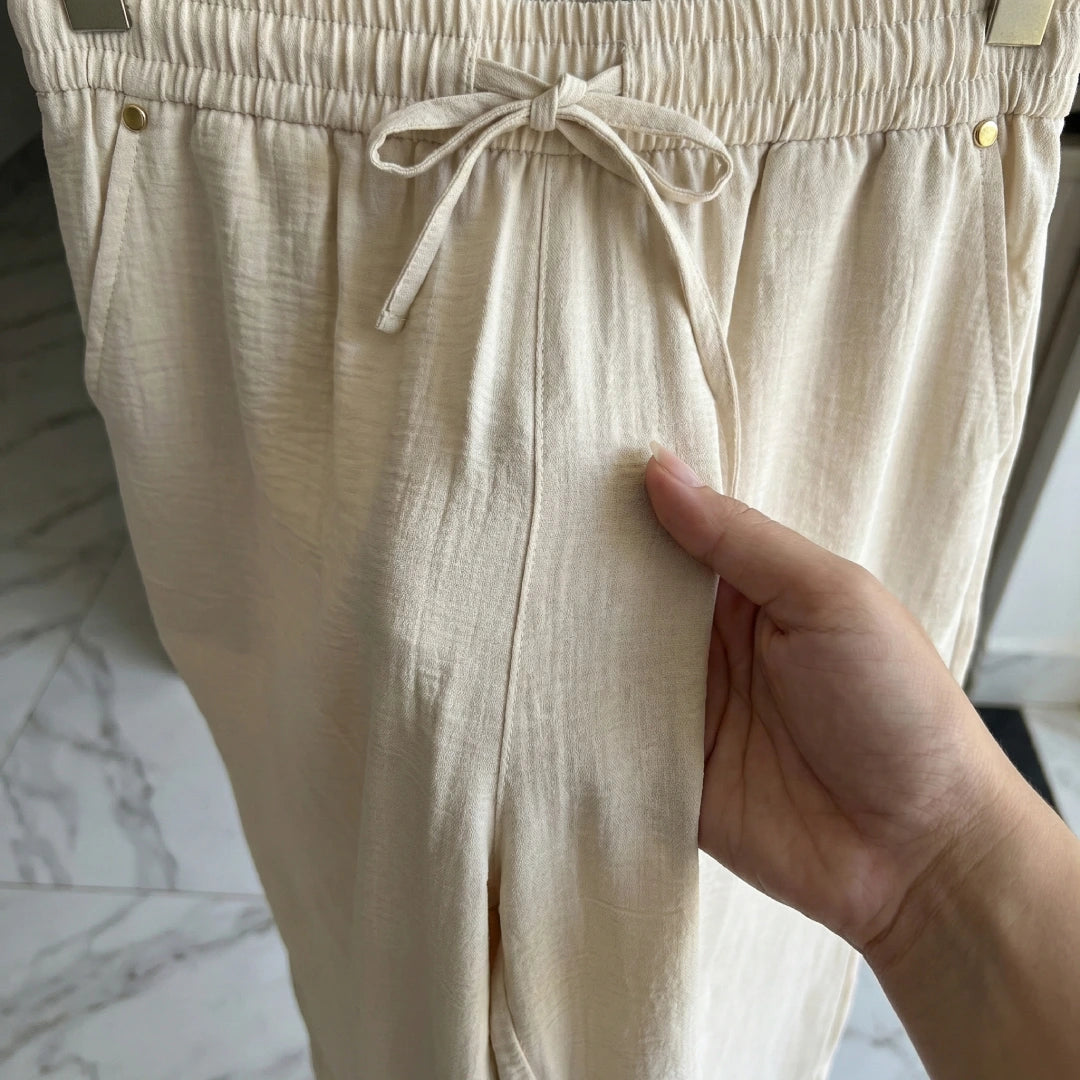 [Leve 4, Pague Só 2!] Calça Elora Feminina em Viscose Texturizada e Poliéster de Cintura Alta